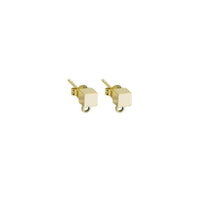 Gold 3D Cube Stud Earrings with hoop, Sku#LX387