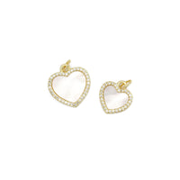 CZ Gold White Pearl Heart Charm, Sku#LX399