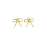 CZ Gold Twisted Wire Bow Tie Stud Earrings, Sku#LX407