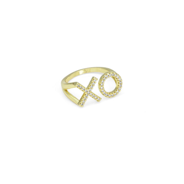 CZ Gold XO Adjustable Ring, Sku#LX425