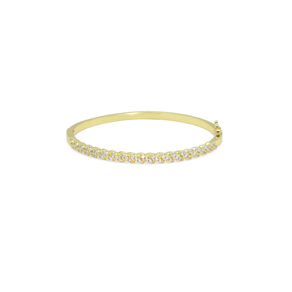 Gold CZ Twisted Link Thin Bracelet, Sku#LX434