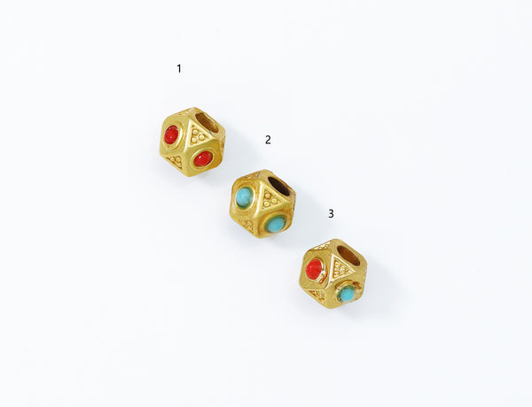 Gold Enamel Polygon Beads, Sku#LX64
