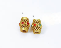 Gold Enamel Drum Spacer Beads, Sku#LX66