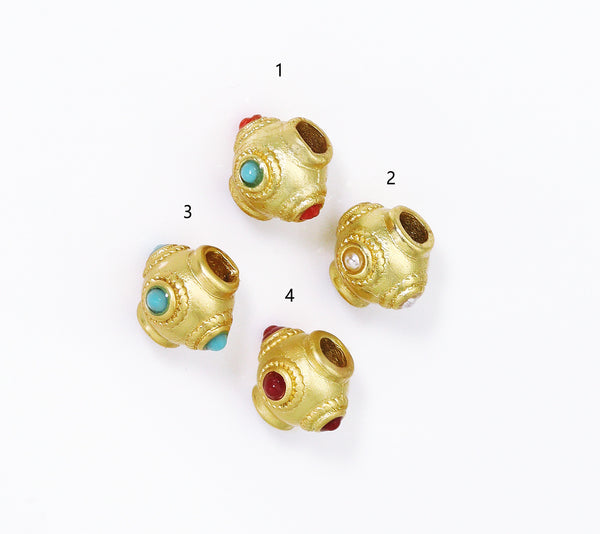 Gold Enamel Spacer Beads, Sku#LX68