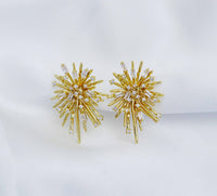 CZ Gold Celebration Flower Earrings, Sku#LX78