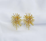 CZ Gold Celebration Flower Earrings, Sku#LX78