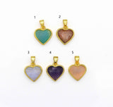 Gold Gemstone Heart Charm, Sku#LY15