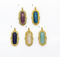 Gold Oval Gemstone Charm, Sku#LY18