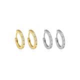 Gold Silver CZ Round Hoop Earrings, Sku#ML54