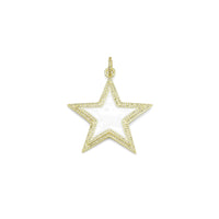 Big CZ White Enamel Star Pendant, Sku#ML71