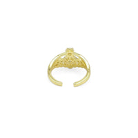 Gold White Pearl Crown Adjustable Ring, Sku#LD485