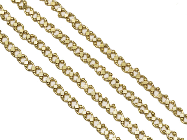 18K Gold Round Ball Diamond Link Chain by Yard, sku#E550