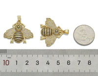 CZ Pave Gold Bee Insect Shape Charm, Sku#LX153