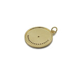 CZ Gold Cresent Moon On Round Coin Charm, Sku#LX154