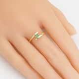 Gold Aqua Green Blue CZ  Thin Line Adjustable Ring, Sku#LD486