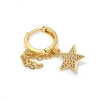 CZ Five Star Dangle Hoop Earrings, Sku#LD394
