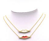 CZ Enamel Lips Pendant, Sku#Z1428