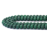 Carved Pumpkin Emerald Jade Beads, 10mm, Sku#U1714