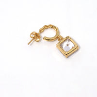 Big Rectangle CZ Stud Earrings, Sku#LD390