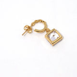 Big Rectangle CZ Stud Earrings, Sku#LD390