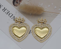 CZ Large Heart With Crown Charm, Sku#LK619