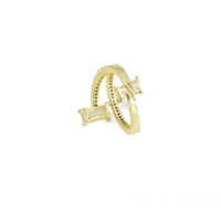 CZ Gold Silver Rectangle CZ Adjustable Ring, Sku#A146