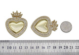 CZ Large Heart With Crown Charm, Sku#LK619