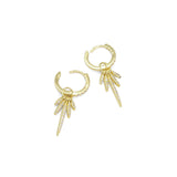 CZ Gold Silver Dangle spike Leaf  Earrings, Sku#A147