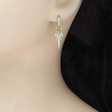 CZ Gold Silver Dangle spike Leaf  Earrings, Sku#A147