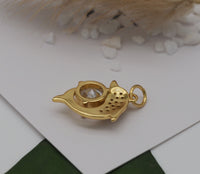 Big Round CZ Dolphin Charm, Sku#Y680