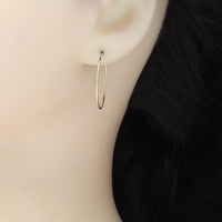 Thin Gold Round Hoop Earrings, Sku#LX389