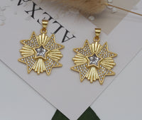 CZ Cross with Star Charm, Sku#LK623