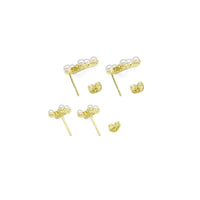 Gold Silver CZ White Pearl Cross Stud Earrings, Sku#A132