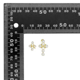 Gold Silver CZ White Pearl Cross Stud Earrings, Sku#A132