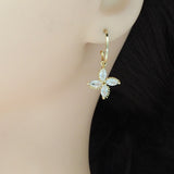 Crystal Flower Hoop Earrings, Sku#EF464