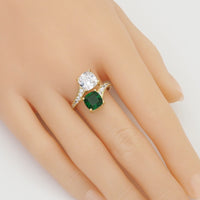 Gold Silver Green Pink Square CZ Adjustable Ring, Sku#A133