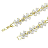 Clear CZ Gold Flower Adjustable Bracelet, Sku#LD496