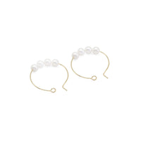 CZ Gold White Pearl Round Ring Hoop Earrings, Sku#EF467
