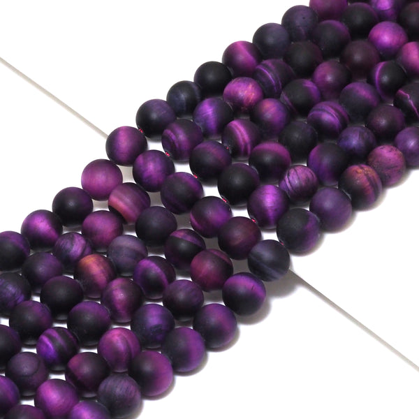 High Quality Purple Tiger Eye Matt Round Smooth Beads, 8mm/10mm/12mm, Sku#UA303