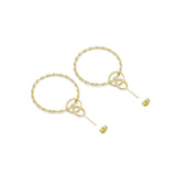 CZ Gold Triple Round Hoop Dangle Earrings, Sku#ZX141
