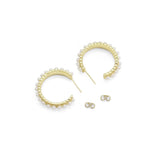 CZ White Pearl Hoop Earrings, Sku#LD514