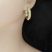 CZ White Pearl Hoop Earrings, Sku#LD514