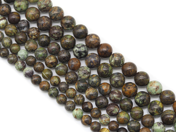 Natural Green Brown Brazil Opal Round Smooth Beads, Sku#U1322