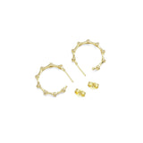 CZ Bamboo Joint Hoop Earrings, Sku#LD515