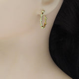 CZ Bamboo Joint Hoop Earrings, Sku#LD515