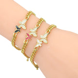 Colorful Butterfly Thin cuban chain Bracelet, Sku#LD393