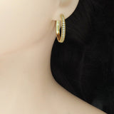 Filigree Clear CZ Gold Hoop Earrings, Sku#LD516