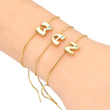 Gold Silky Chain Initial Necklace Bracelet,sku#EF284