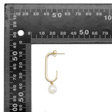 CZ Gold Long paperclip White Pearl Earrings, Sku#ZX145