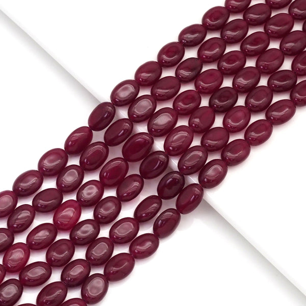 Ruby Jade in Flat Oval Smooth Beads, Sku#U1773